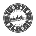 Nijmegen Netherlands Round Stamp Icon Skyline City Design badge Rubber.