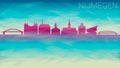 Nijmegen Netherlands Skyline Silhouette Vector City. Broken Glass Abstract Geometric Dynamic Textured. Banner Background. Colorful