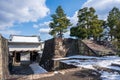 Nijo Castle with snow in winter. Kyoto, Japan. Royalty Free Stock Photo