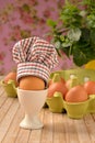 Brown egg with Chef toque hat. Royalty Free Stock Photo