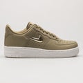 Nike Air Force 1 07 Premium LX olive green, gold and white sneaker
