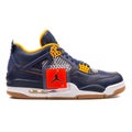 Nike Air Jordan 4 Retro navy blue and gold sneaker