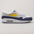 Nike Air Max 1 white, navy blue and yellow sneaker