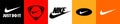 Nike American multinational different logo set, vector editorial illustration