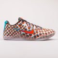 Nike Kobe XI crimson, blue and white sneaker