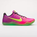 Nike Kobe XI pink, green and purple sneaker