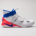 Nike Lebron Soldier XI SFG white, blue and infrared sneaker