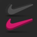 Nike logo 3d shapes, set of concept sports company logotypes black and pink colors