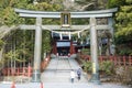 Nikko, Japan - February 23, 2016 : Traditional Torii gate at the