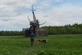 Nikola-Lenivets, KALUGA REGION, Russia - 15 may, 2022. Ugra National Park, park of modern art objects in nature. Sculpture wooden