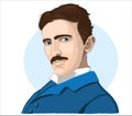 Nikola Tesla cartoon vector illustration portrait