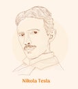 Nikola Tesla hand drawing vector illustration