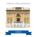 Nikola Tesla Museum Belgrade Serbia flat vector attraction sight