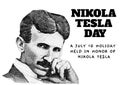Nikola Tesla portrait illustration, line art vector poster template