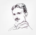 Nikola Tesla vector sketch portrait isolated Royalty Free Stock Photo