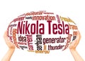 Nikola Tesla word cloud sphere concept