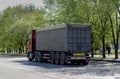 Nikolaev, Ukraine - April 28, 2020: a grain truck with a load of grain on a city street