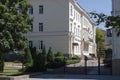 Nikolaev, Ukraine, August 20, 2020: two-story old building with a decorative garden after renovation