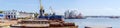 Nikolaev, Ukraine. View of the seaport from the shipyard