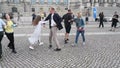 Nikolai Nehrling und and friends dancing in front of the reichstag