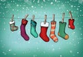 Nikolaus stockings hanging on the clothes line