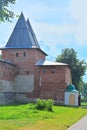 Nikolskaya Gate tower of Zaraysk Kremlin and little chapel