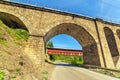 Nikolsky Stone Railway Bridge is one of the main decorations on the road from Sim to Asha Royalty Free Stock Photo