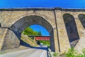 Nikolsky Stone Railway Bridge is one of the main decorations on the road from Sim to Asha Royalty Free Stock Photo