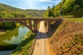 Nikolsky Stone Railway Bridge is one of the main decorations on the road from Sim to Asha Royalty Free Stock Photo