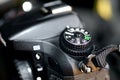 Nikon D7100 dls camera in closeup Royalty Free Stock Photo