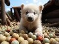 Nikon photo Polar bear cub playing marbles