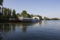 Ferry from Nikopol to Kamyanka - Dniprovska on the Dnipro river Royalty Free Stock Photo