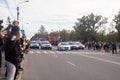 NIKOPOL, UKRAINE - 09/28/2021: Close-up of police cars without labels or markings. A parade of cars of the defenders of order and