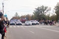 NIKOPOL, UKRAINE - 09/28/2021: Close-up of police cars without labels or markings. A parade of cars of the defenders of order and