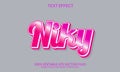 Niky vector eps 3d text effect. Royalty Free Stock Photo