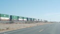 Freight cargo containers, railroad train or railway. Rail road transportation. Royalty Free Stock Photo