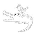 Nile Crocodile and Egyptian Plover Colorless