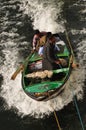 Nile river basin carrying life Egyptians trying to sell fish to ships