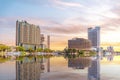 The Nile river with buildings water reflections, beautiful Cairo scenery, Egypt