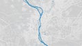 Nile river map, Cairo city, Egypt. Watercourse, water flow, blue on grey background road street map. Detailed vector illustration