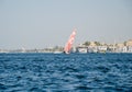 Nile river near Luxor, Egypt. A felucca is a traditional wooden sailing boat Royalty Free Stock Photo