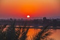 Nile river at sunset in Luxor, Egypt. Royalty Free Stock Photo