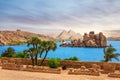 The Nile view, islands in the Lake Nasser, Philae, Aswan, Egypt Royalty Free Stock Photo