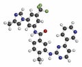 Nilotinib cancer drug molecule (tyrosine kinase inhibitor). Atoms are represented as spheres with conventional color coding: