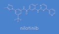 Nilotinib cancer drug molecule tyrosine kinase inhibitor. Skeletal formula.
