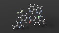 nilotinib hydrochloride molecular structure, hydrochloride salt of nilotinib, ball and stick 3d model, structural chemical formula Royalty Free Stock Photo