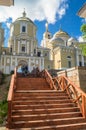 Nilov Monastery on the Stolobny island, Tver region. View from the Archbishop`s Wharf. Royalty Free Stock Photo