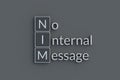 NIM No internal message metallic inscription. Acronym or abbreviation