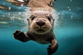 Nimble Otter underwater. Generate Ai