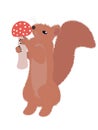 Nimble squirrel with amanita mushroom